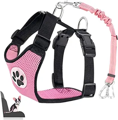 Whole Sales Dog Safety Vest Harness Adjustable Car Safety Mesh Harness Travel Strap Vest with Car Seat Belt