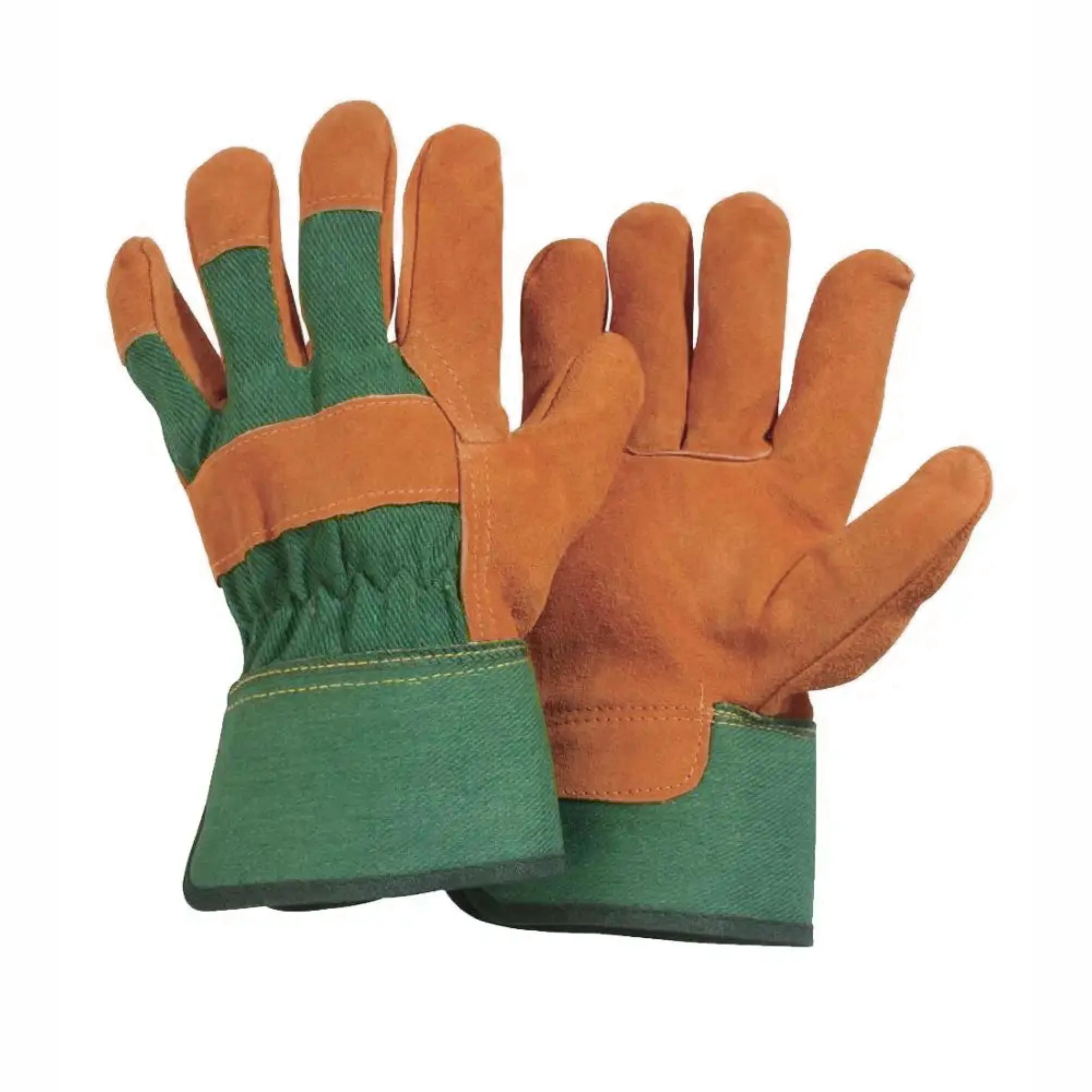 Premium Quality Split Leather Working Gloves Yellow Cowhide Leather Canadian Rigger Gloves for Industrial Safety Hand Protection