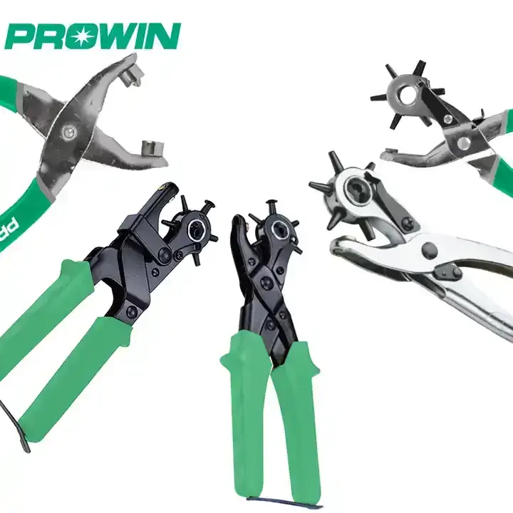 PROWIN Handmade Belt Hole Puncher  6-size Leather Hole Puncher Multi-function  Revolving 6 Sizes Hole Punch Plier