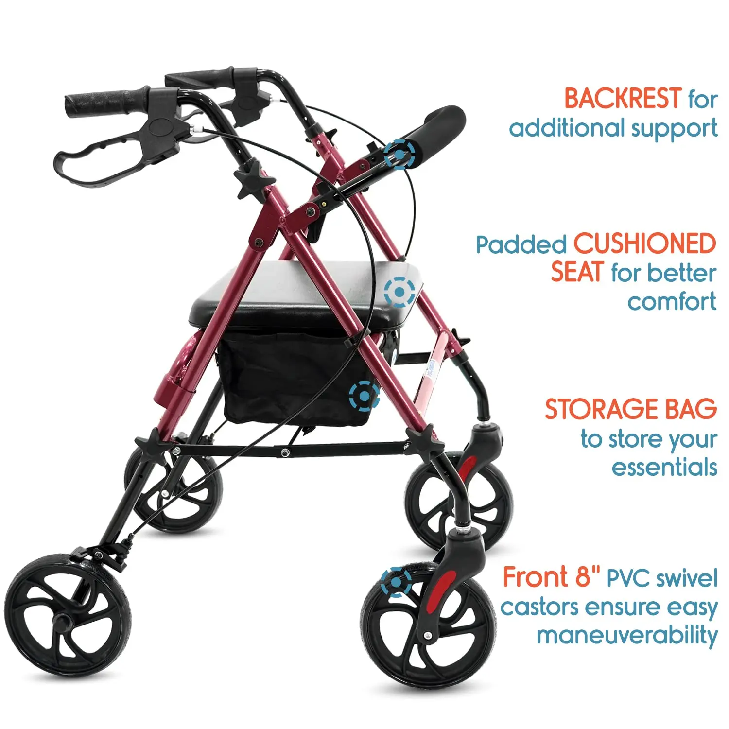 Buy Heavy Duty Rollator Walker  Bariatric Rollator Walker with Large Seat for Seniors Support Up