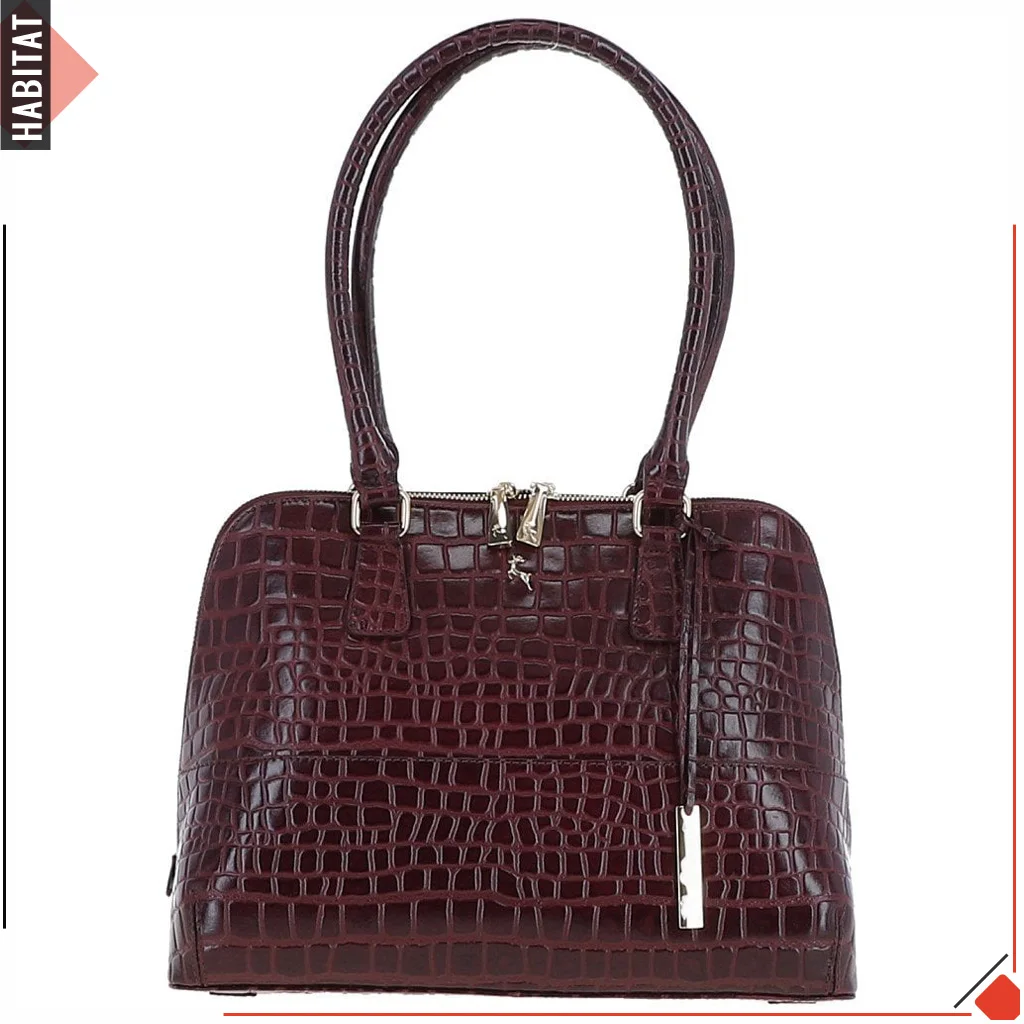 Dark Brown Shiny Tote Bags Crocodile Pattern Alligator Embossed Leather Bag
