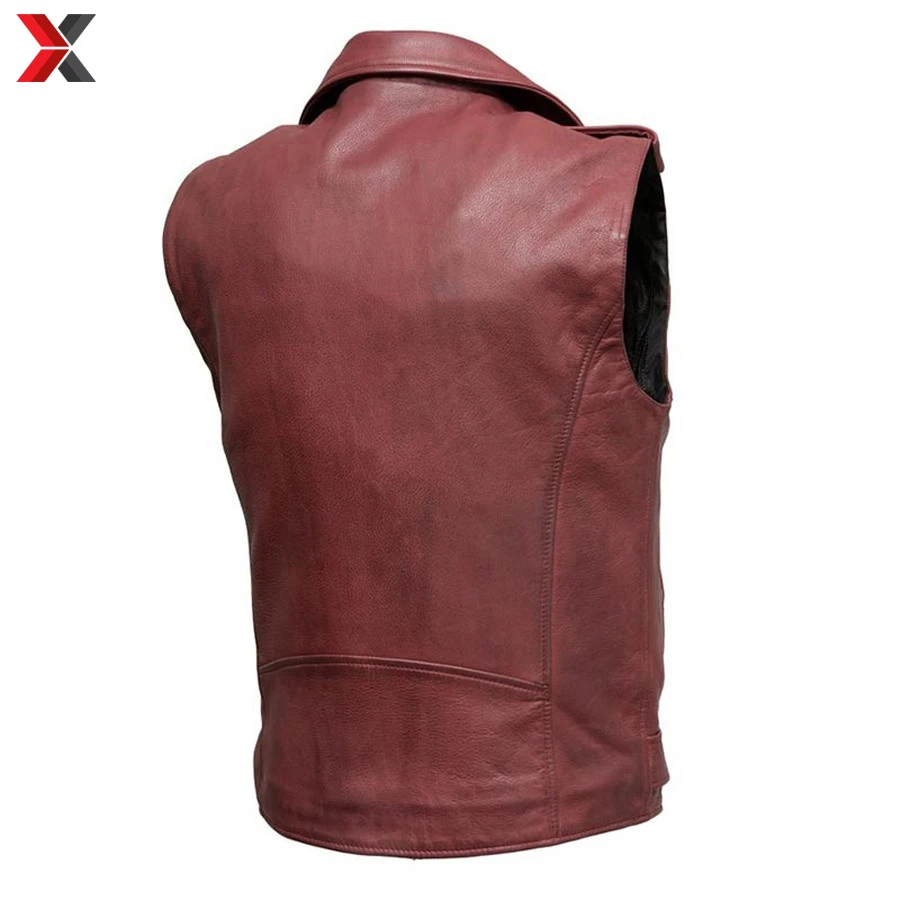 Sleeveless Vintage Leather Vest Custom Color Top Quality Custom Logo Leather Vest For Men  Boys