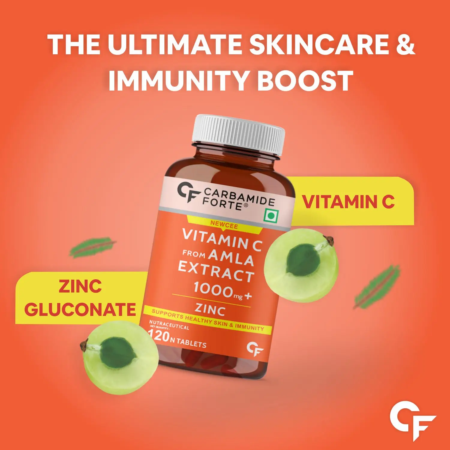 Vitamin C Supplement Tablets with Amla Extract With Zinc For Better Immunity & Skincare for Men & Women