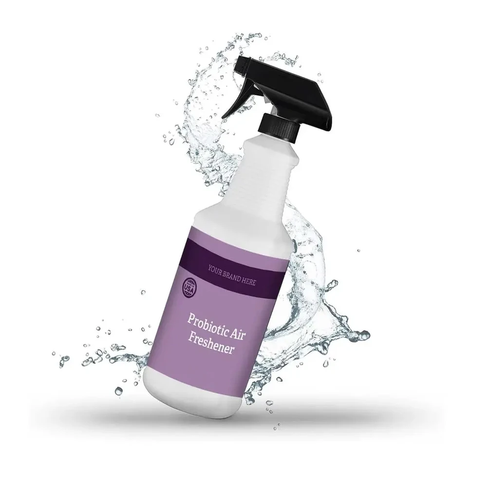 Private Label Probiotic Formula Eliminator Spray Rosemary Air Freshener for Trash and Odor Neutralization Made in USA White  Lab