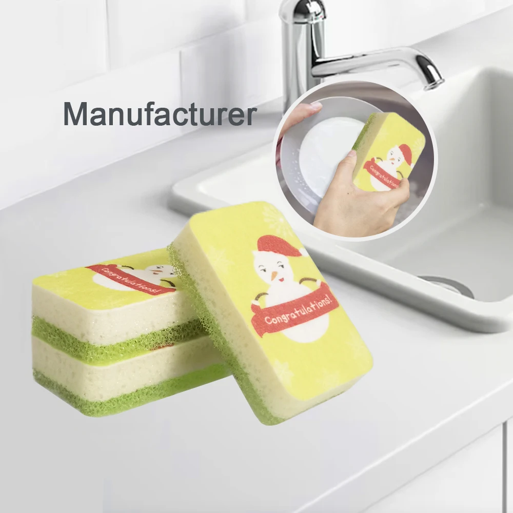 2021 Рождественский дизайн губка для чистки кухни нетканый материал глубокой очистки