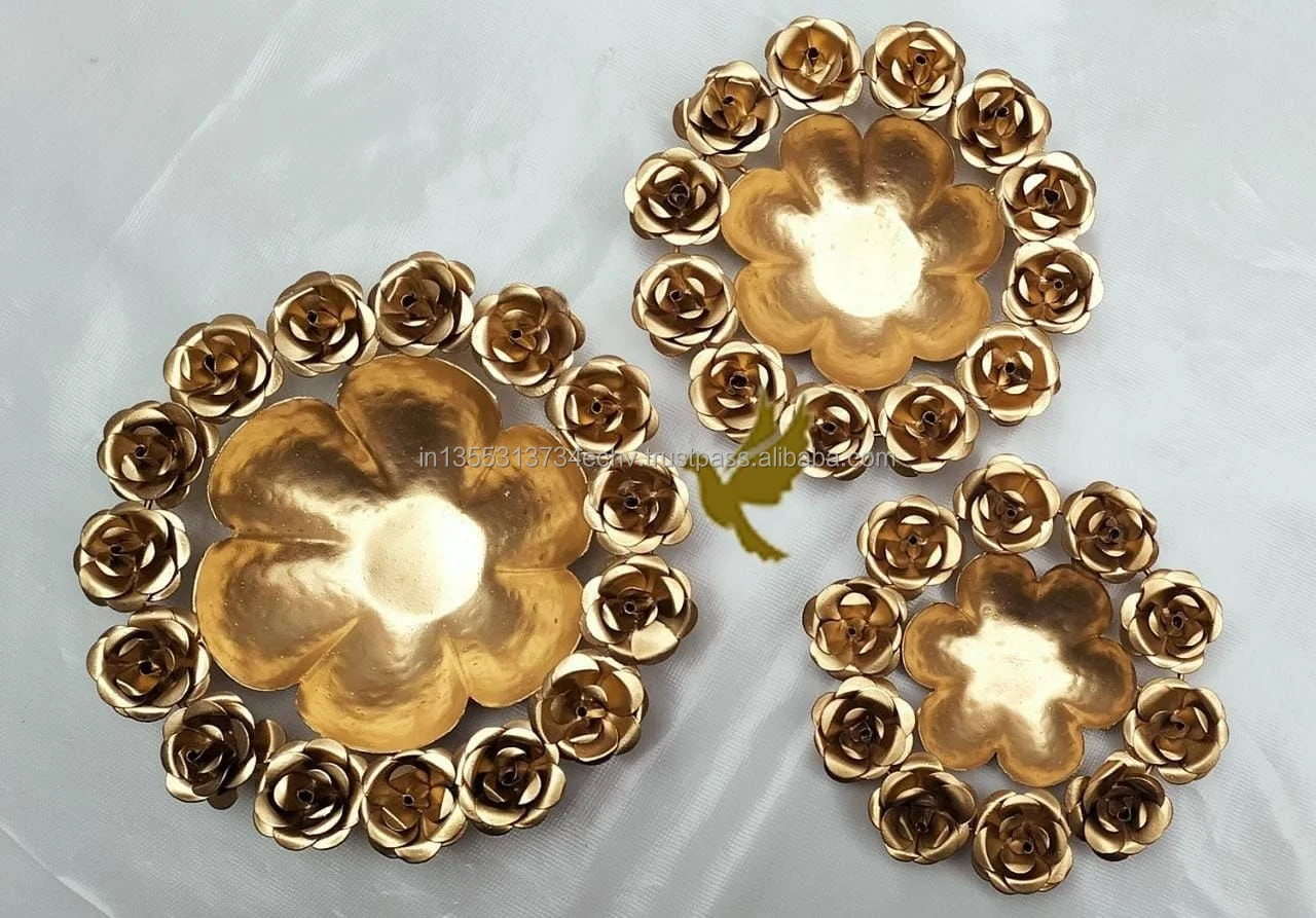 Декоративная индийская Металлическая Свеча Urli ручной работы и цветочное украшение для украшения свадьбы Diwali свеча плавающий