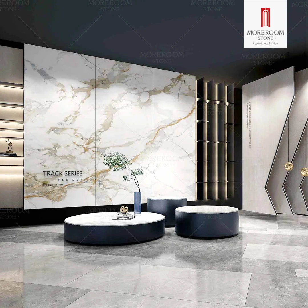 Large Size 1600x3200 12mm Calacatta Gold Matt Sintered Stone Wall Slab Sintered Stone  For Floor