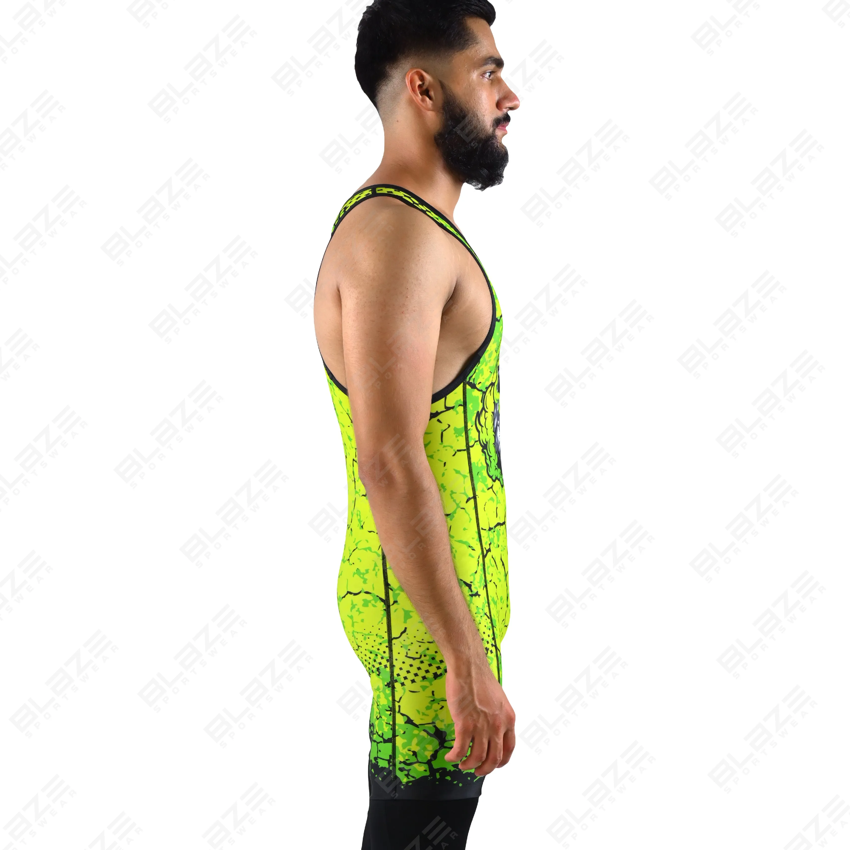 OEM Custom Knitted Powerlifting Singlet Plus Size Wrestling Gear with Washed Technics Wholesale GYM Weightlifting Singlet