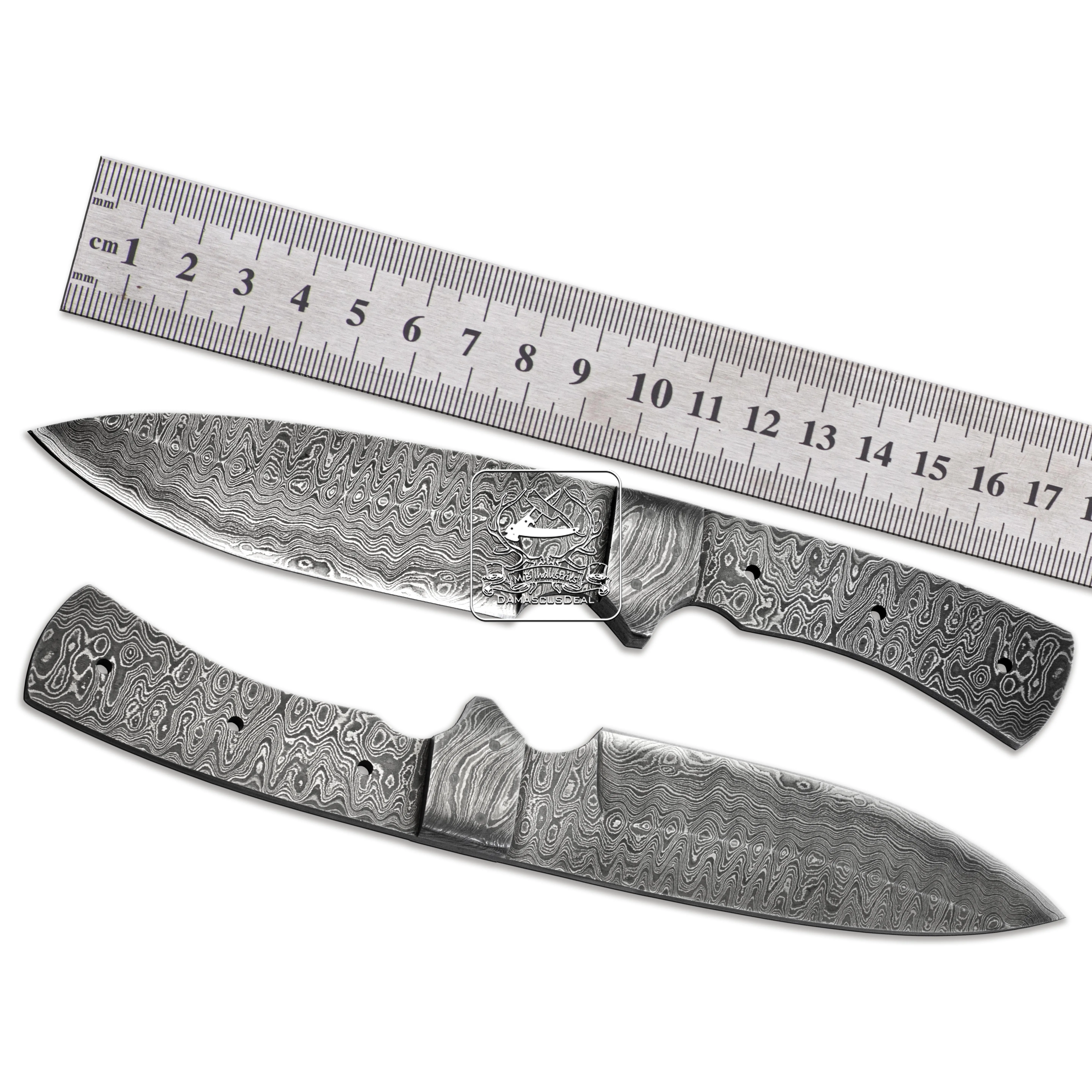 Damascus Steel Knife Blade Blanks DD-BB-1546 Handmade Wholesale Bushcraft Hunting Knife 192 Layers Twist Ladder Raindrop