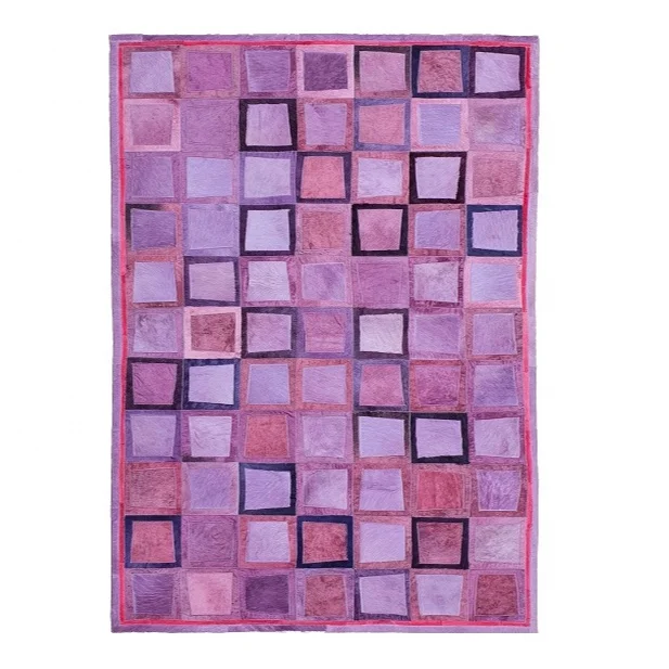 Pink+Purple Dyed cowhide modern contemporary design modern hair-on Cowhide Fur rug for room For Indoor and Out Door Decorations