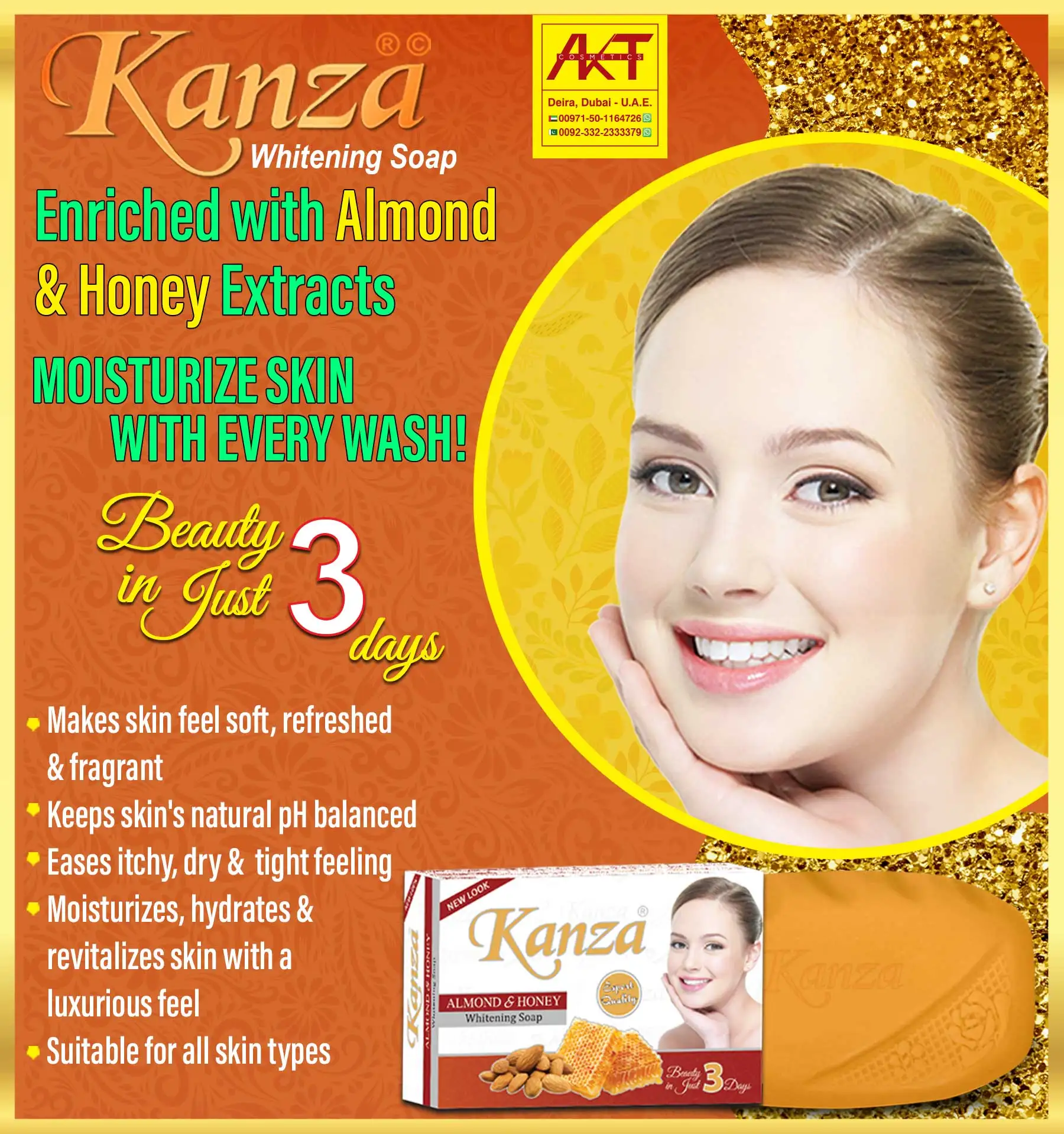 Отбеливающее мыло KANZA с миндалем и медом (TM 393381)