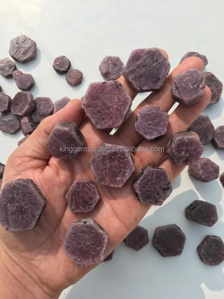 BEST SELLING WHOLESALE NATURAL CRYSTAL RUBY HEXAGON ROUGH STONE FOR REIKI HEALING MEDITATION RUBY  RAW TUMBLED STONE