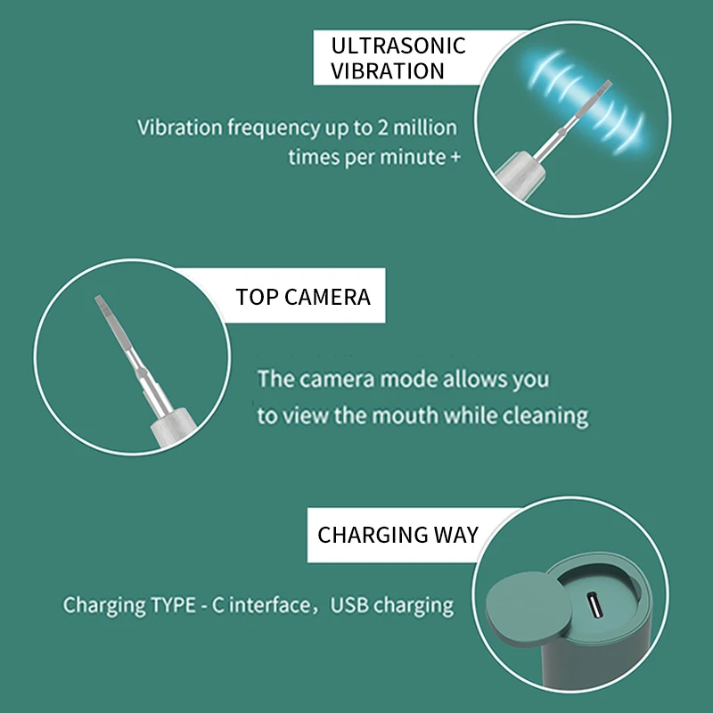 Visual Tooth Cleaner Removal Of Dental Stones Plaque Removal Tooth Instruments Ultrasonic Whitening Tooth Cleaner With Camera