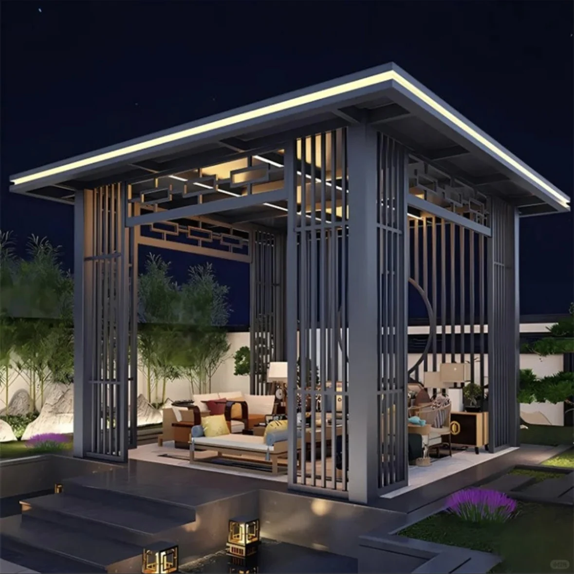 Outdoor pavilion electric gazebo Louvered gazebo Villa Hotel leisure pavilion outdoor pavilion kits