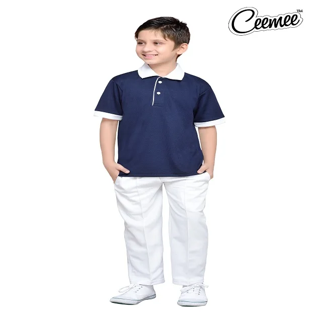 Factory Custom Design Kids Solid Polo T-Shirt and Pants Cotton Short Sleeve Sports T-Shirt and Uniform for School Boys