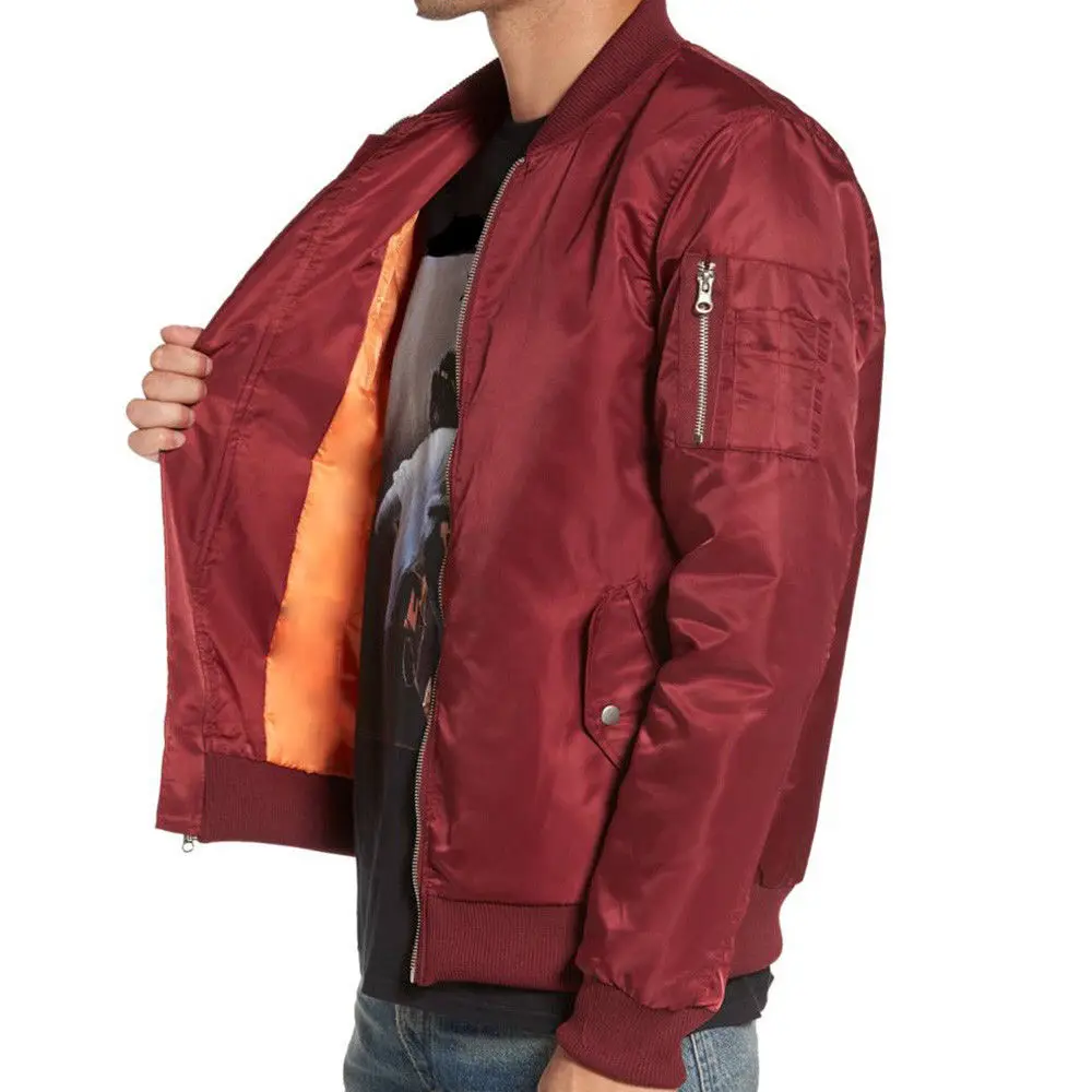 High Quality College Polyester Blank Bomber Custom Sport Fall Plain Baseball Jackets Mens Red Varsity Jacket