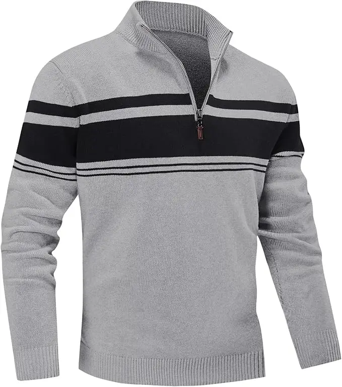 Custom Sweaters Casual Slim-fit Knit Sweater Pullover Men Breathable Half Zipper Knit Custom Size With  logo Sweater for Men