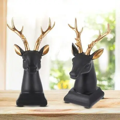 Black Resin Deer Showpiece Figurines for Home Decor Living Room Decoration Modern showpieces for Home Decor