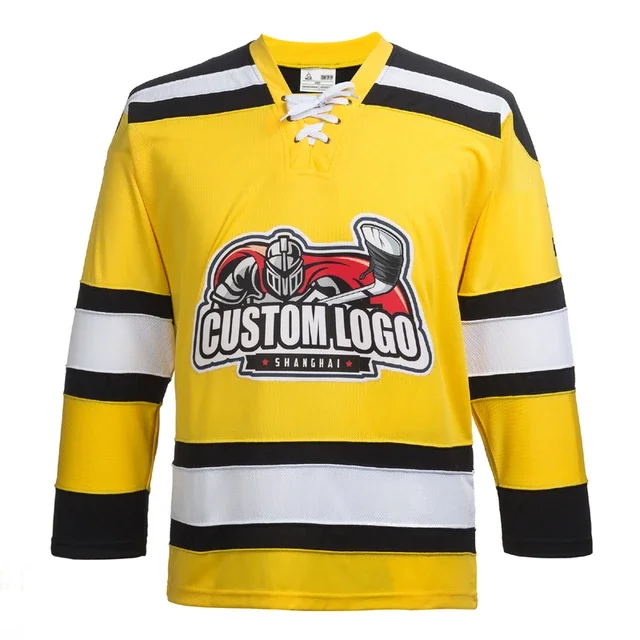 Ice Hockey Shirts Custom Hockey Jersey Golden Sublimation Embroidery Unisex OEM Customized Anti Technics Logo Style Color