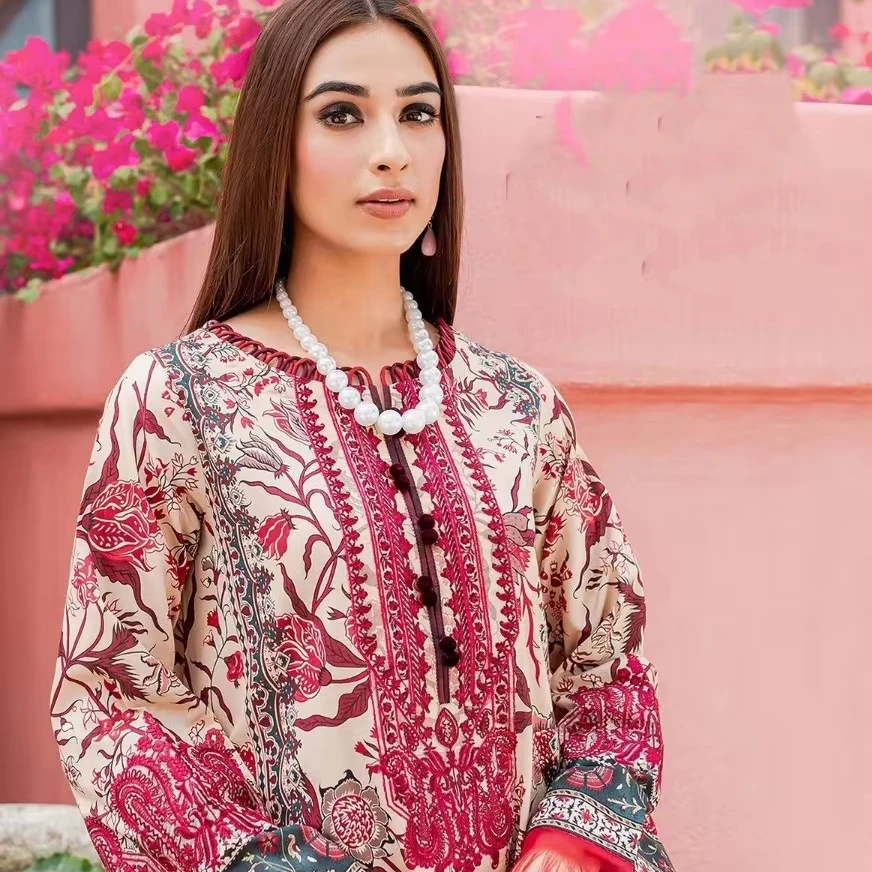 2022 новейшее женское платье в Пакистанском Стиле Salwaar Kameez для взрослых рабочий Свадебный костюм с принтом из шелка и хлопка