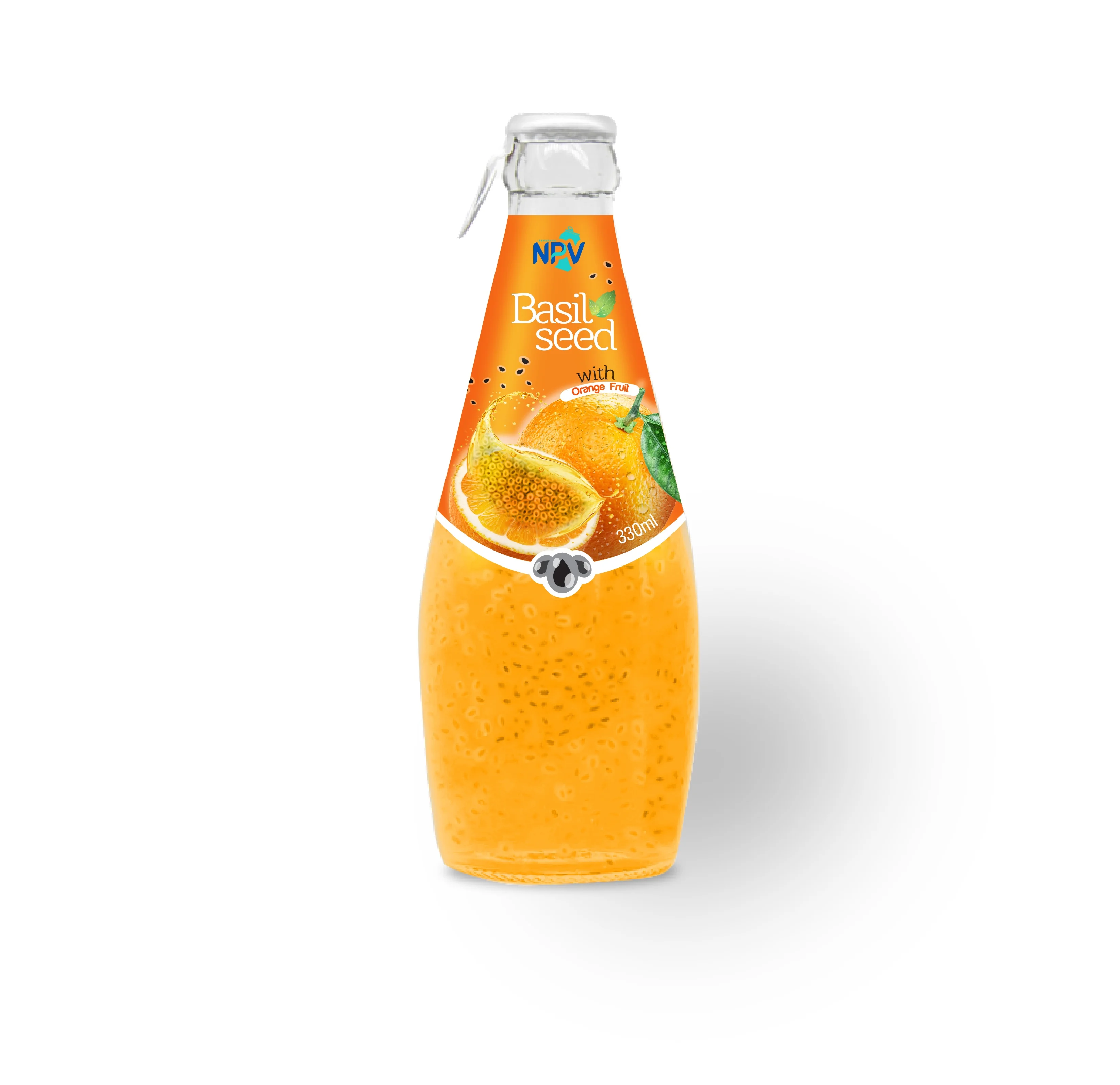 Wholesale Supplier Basil Seed Drink With Lychee Juice Free Sample 290ml Glass Bottle Basil Seed Drink High Quality