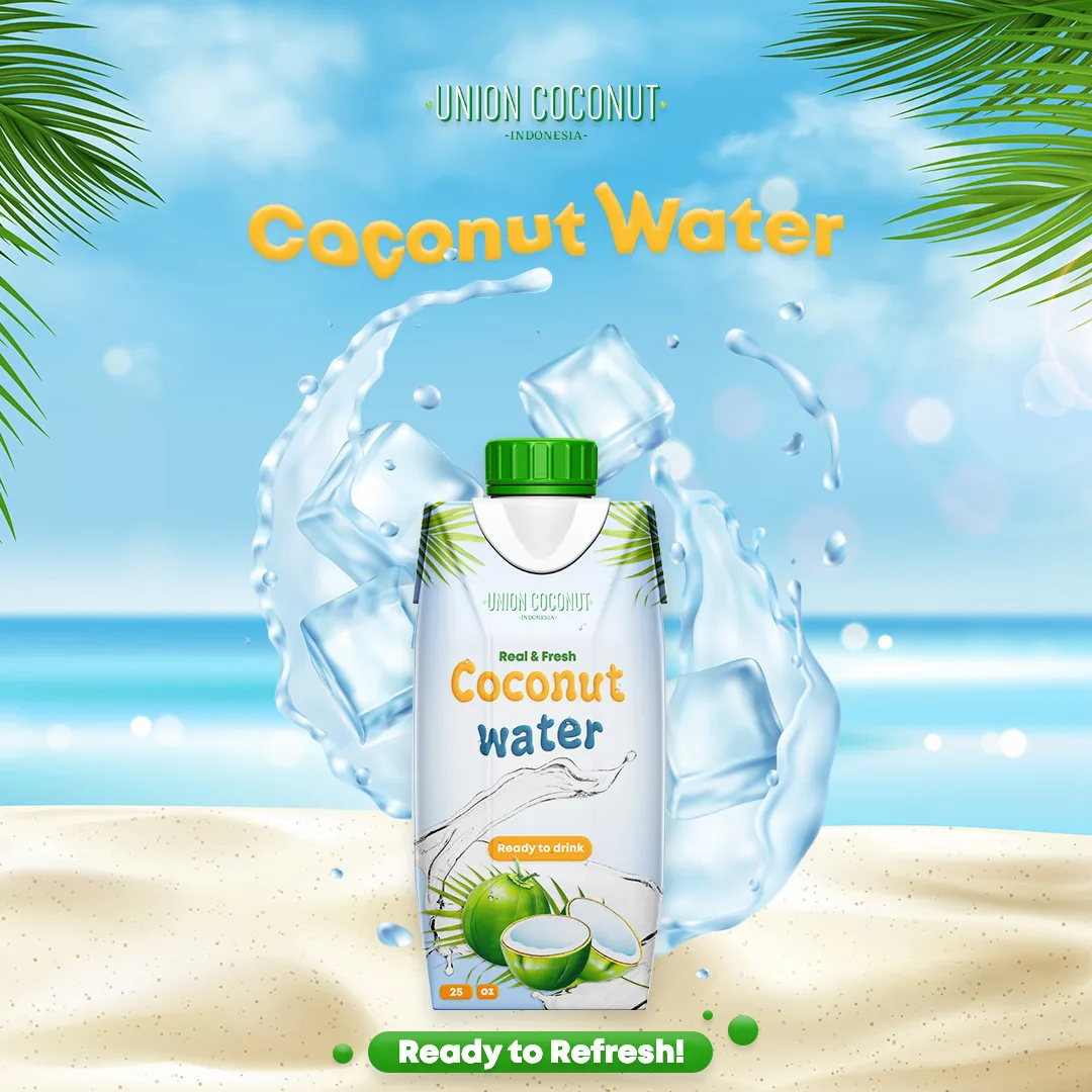 Высококачественный напиток с кокосовой водой, естественно обработанный с использованием технологии UHT, низкие калории, высокий уровень калия