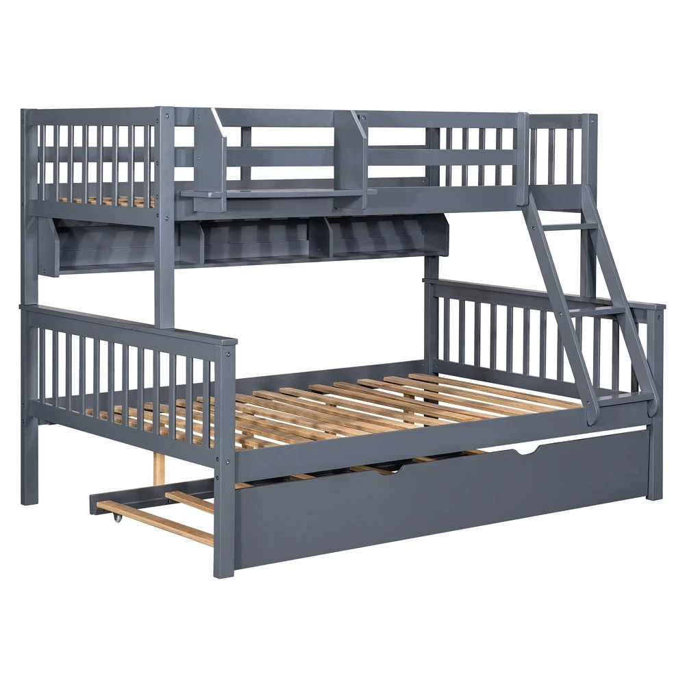 TWIN FULL BUNK BED WITH TRUNDLE Metal Iron Bunk Beds For Bedroom Furniture Modern Style for Home Best Price