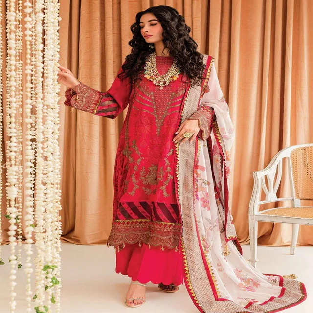pakistani style chiffon shalwar kameez for women partwear with very fine quality fabric