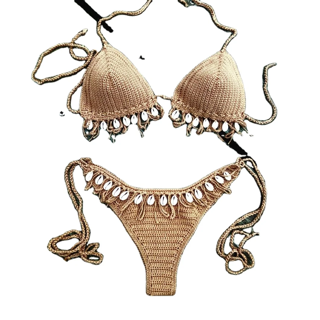Hot trend Sea Shell Crochet Tan Brown Bikini