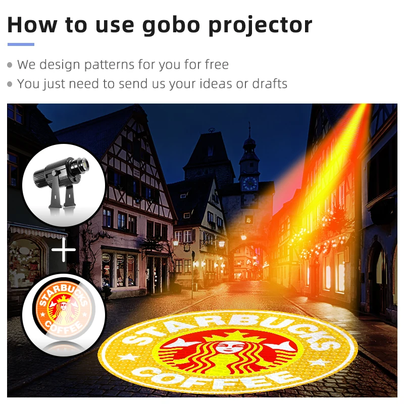 Yufan outdoor ip67 waterproof advertising light  custom logo 80w led wedding floor projection 100w door shop gobo projector