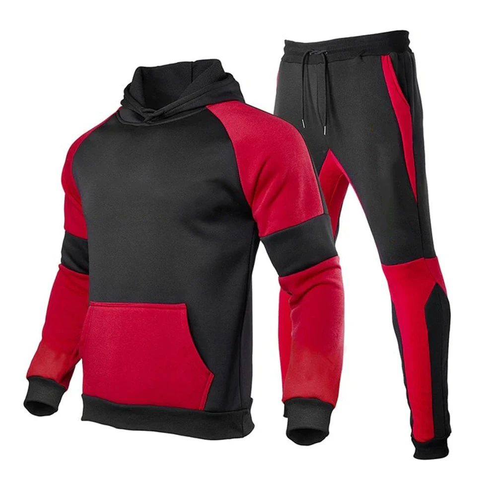 High Quality Terry embroidery Sweatpants And Hoodie Sets / 100% Cotton Oversized Plus Size Men Pullover Tracksuits