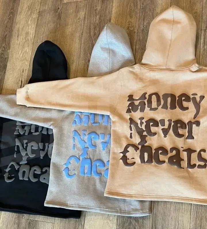 Wholesale Custom 100%Cotton High Quality 3D Puff Printing crewneck embossed hoodie Plus Size Men Hoodies silk screen prints BAR