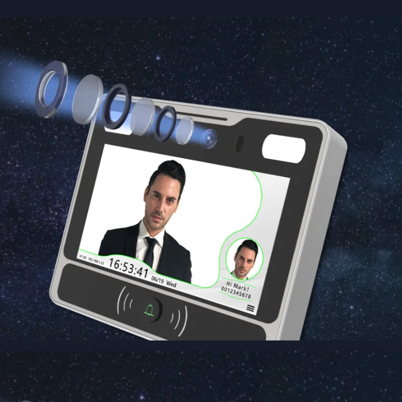 AI Cloud software 5 Inches IPS Full View HD Screen Punch Multi-Face Card RFID SDK Face Recognition Access Control System