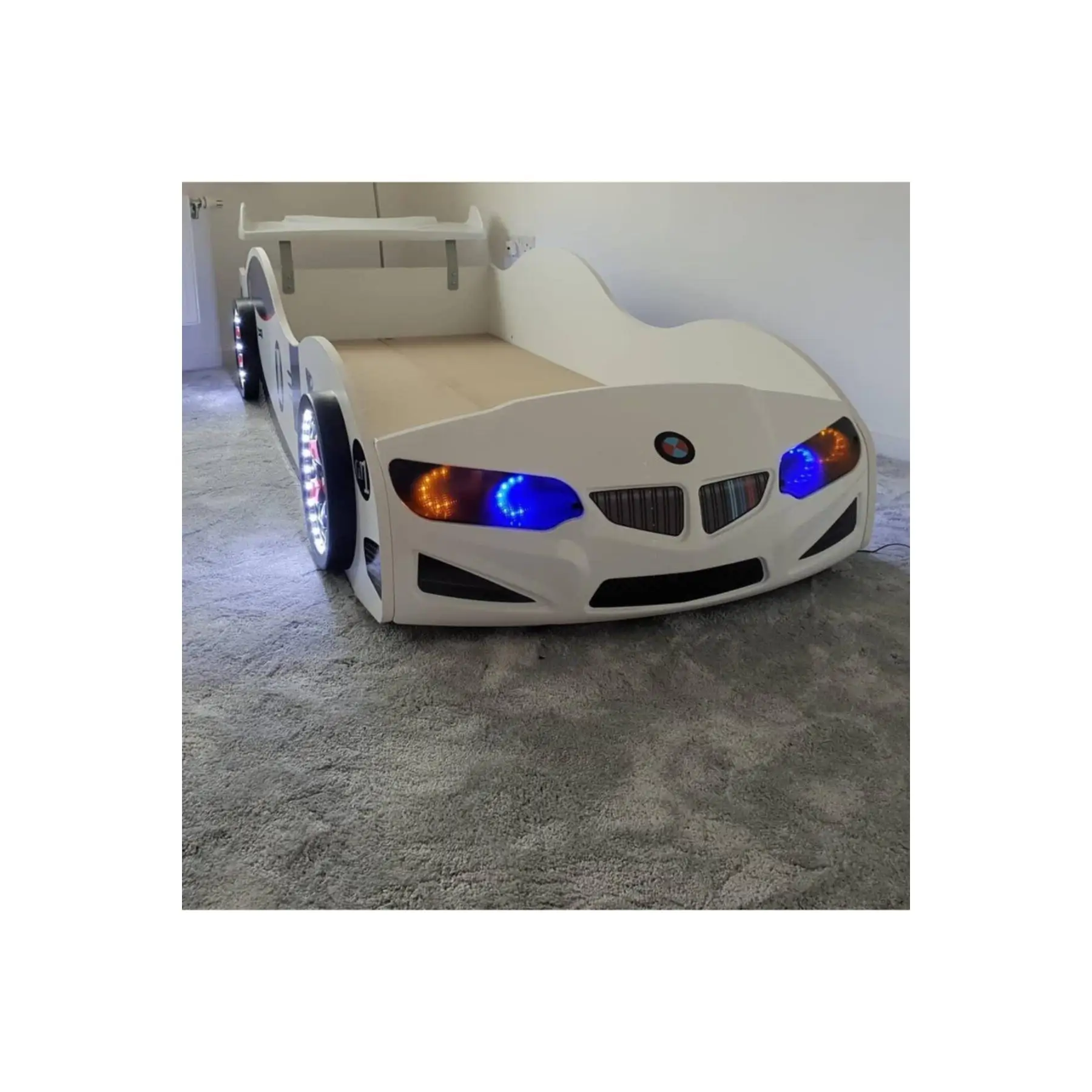 Bmw - Full - Car Bed - With LED Wheels - White