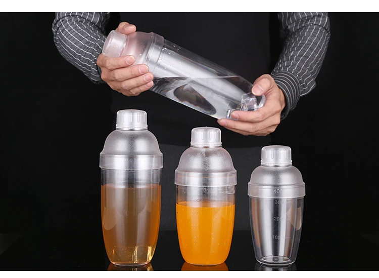 Пластиковый многоразовый шейкер с логотипом на заказ для пищевых продуктов прозрачной шкалой набор пластиковых шейкеров коктейлей