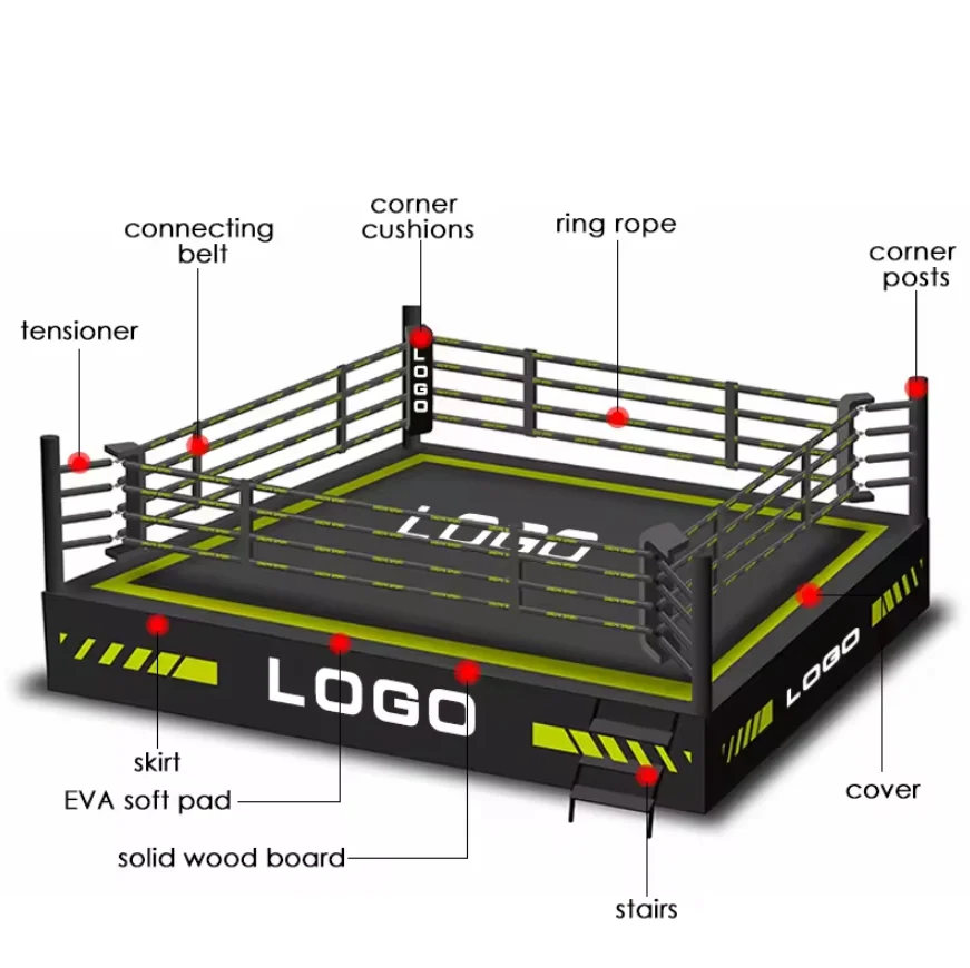 JIKE Sports 4*4M 5*5M 6*6M 7*7M 8*8M High Quality MMA UFC Taekwondo Muay Thai etc Stage Customized Size Logo Color