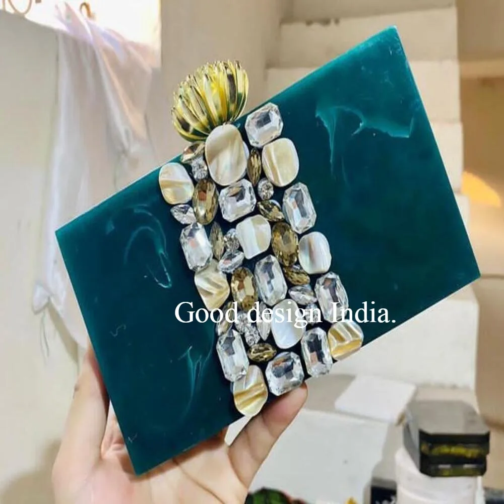 Beautiful Ladies Designer Beaded Embroidery Waller and Purses hand Bags New style handicrafts womens clutches resin bag wallet