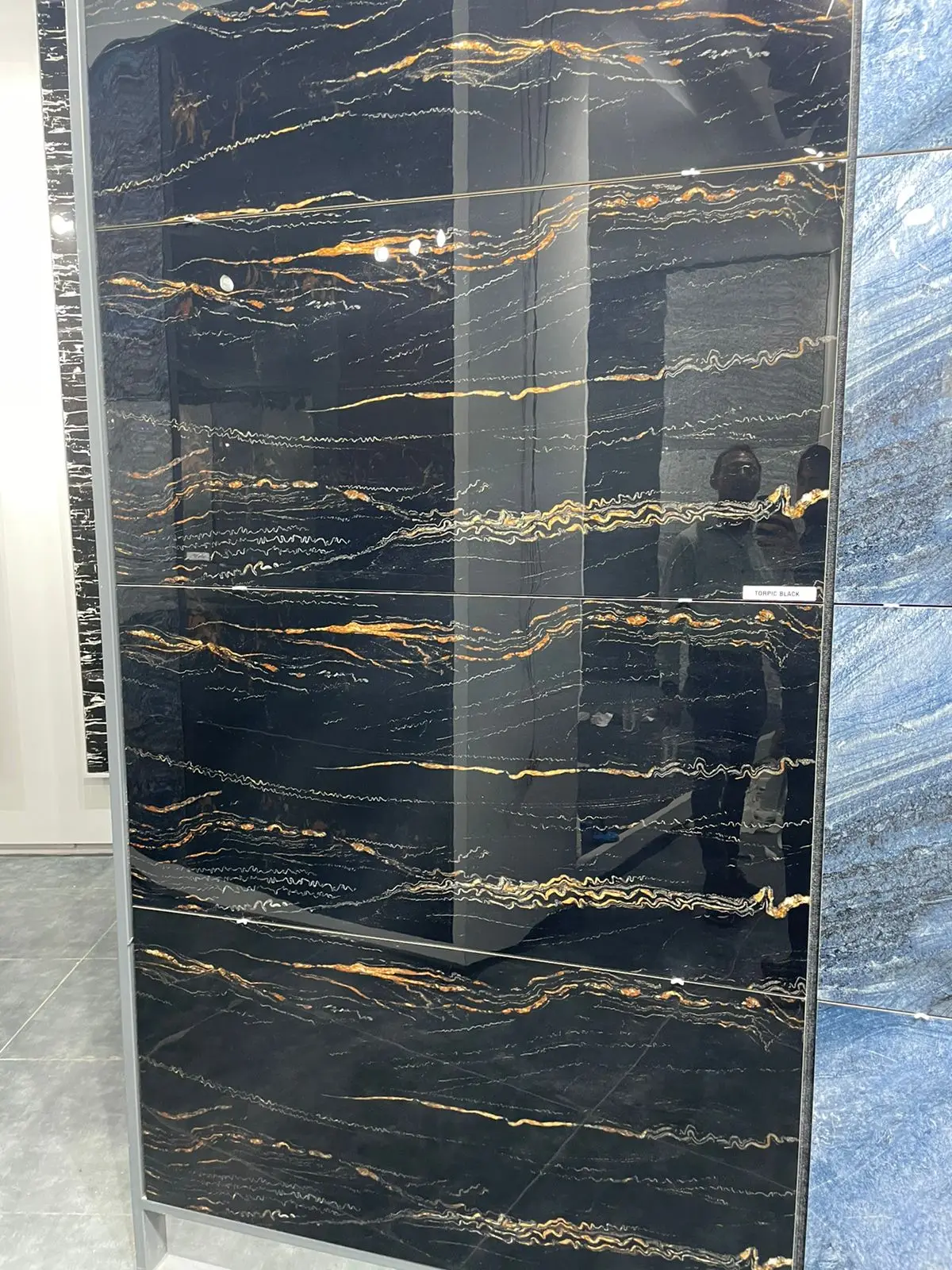inkjet digital porcelain polished black vitrified tiles 600*1200 mm with 8.8 mm thickness from india