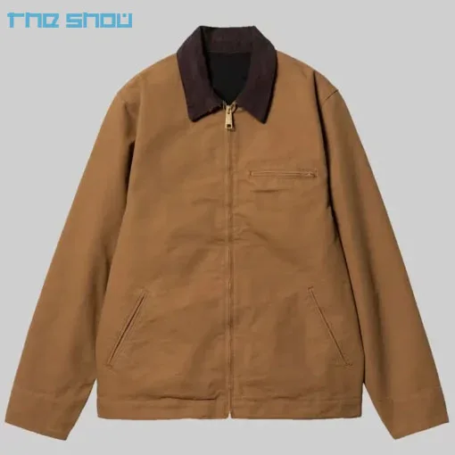 Custom logo Winter High Weight Boxy Fit Corduroy Collar Quilted Cotton Lined Detroit Canvas Bagman Sam Claflin Jacket Mens