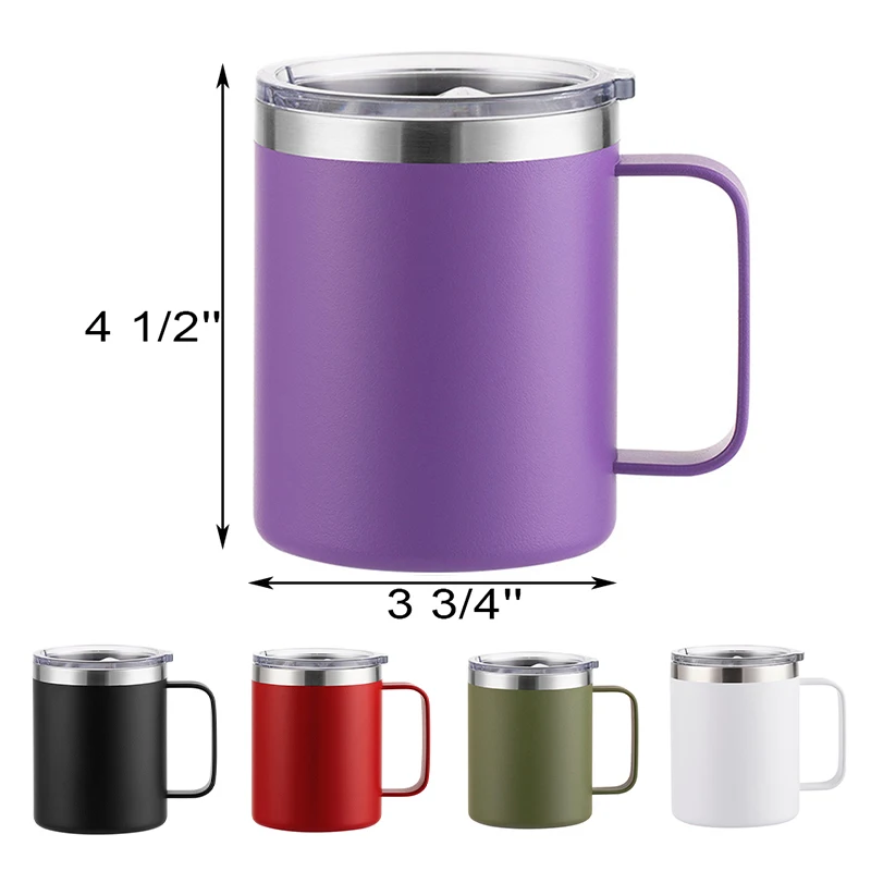 Wholesale BPA Free Stainless Steel Double Walled 12 oz Insulated Vacuum Camping Travel Tea Coffee Mug With Handle