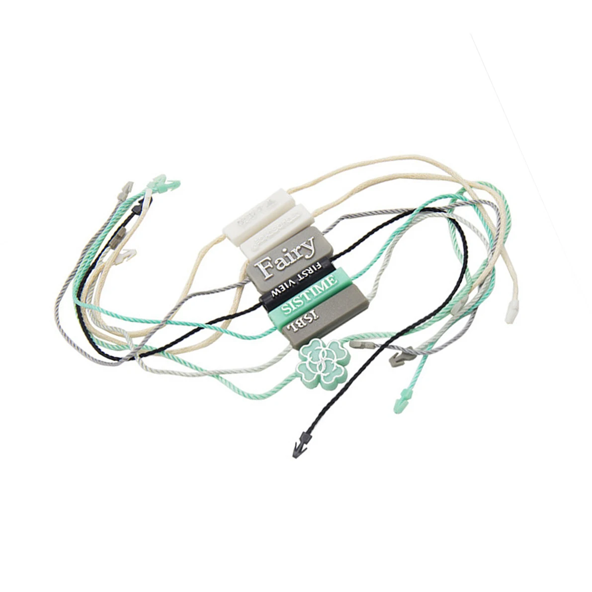 U-Meking Classic Design Logo Custom Embossed Logo Plastic Tags Cord Loop Lock Black Hang Tag Seal Tag with String