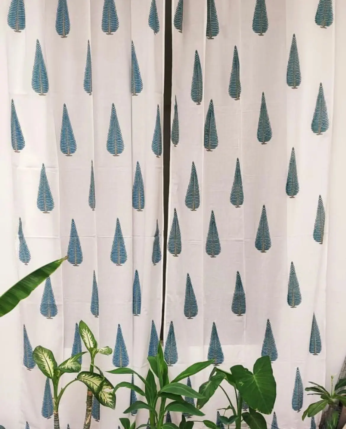 Cotton Curtain Set for Window & Door Hand Block Printed Wooden Block Printed Curtain Set Indian Cotton Curtain Set