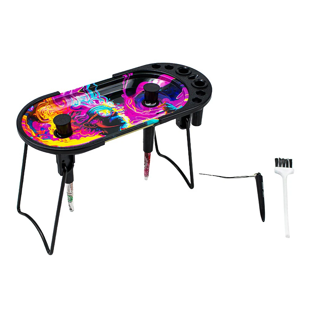 New Cartoon Printed Metal Tray Smoke Herb Tray Set Smoking Rolling Tray with Roll Cone Filling Function