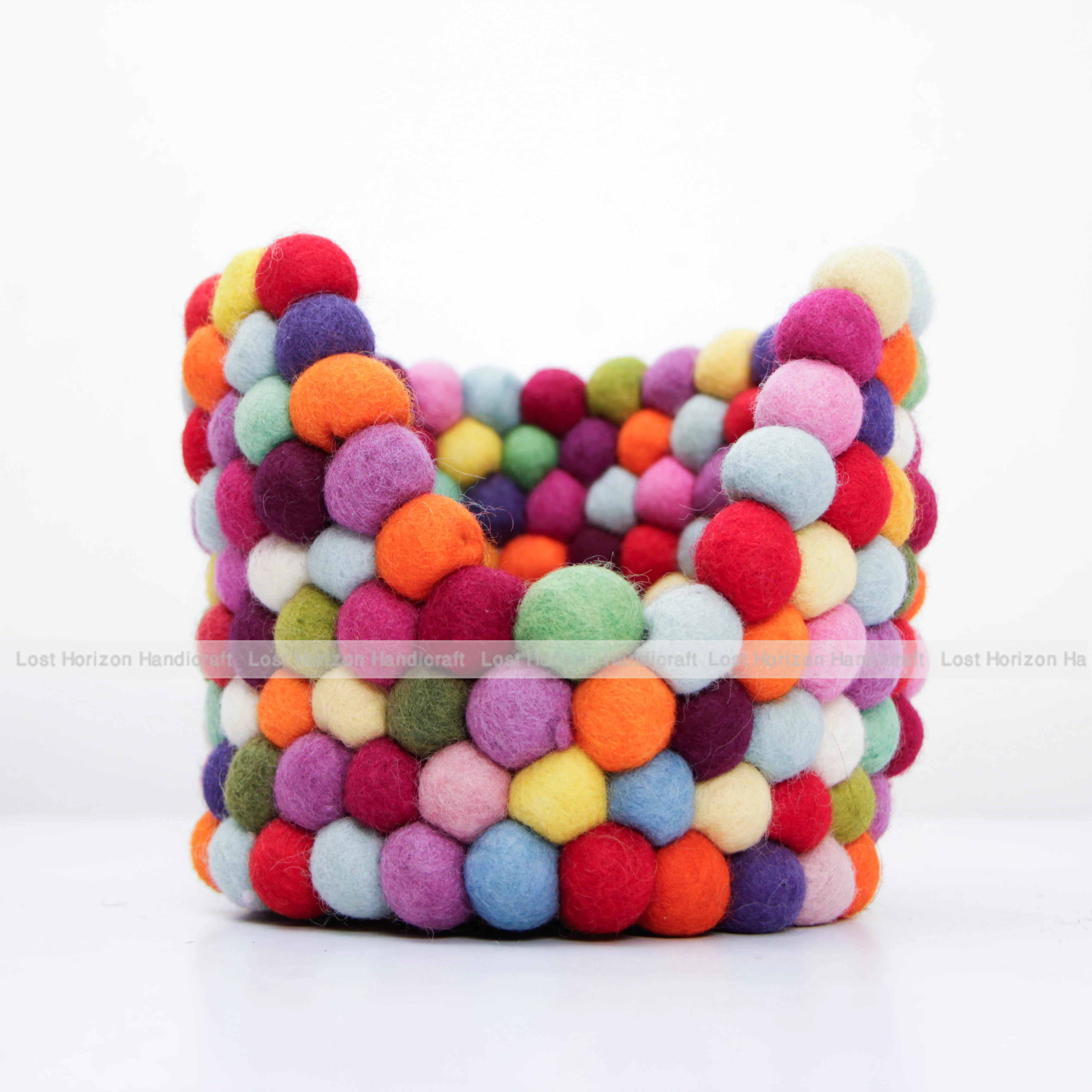 Wool Ball Storage Box - Felt Storage Bin - Felt Ball Basket - Pom Pom Basket Felt Box - Home Decoration Handmade Storage Basket