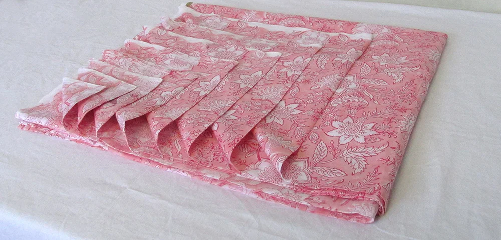 Indian Pink Floral Hand Block Print Fabric Cotton Dressmaking Sewing by the YardOpens in a new window or tab Brand new