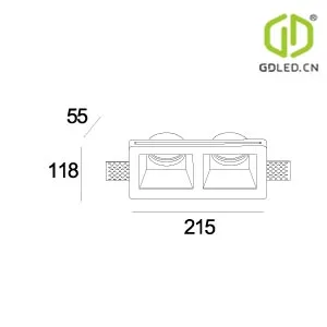 Double Gypsum Wall Washer Trimless Recessed Down Light for Hotel Spot Light
