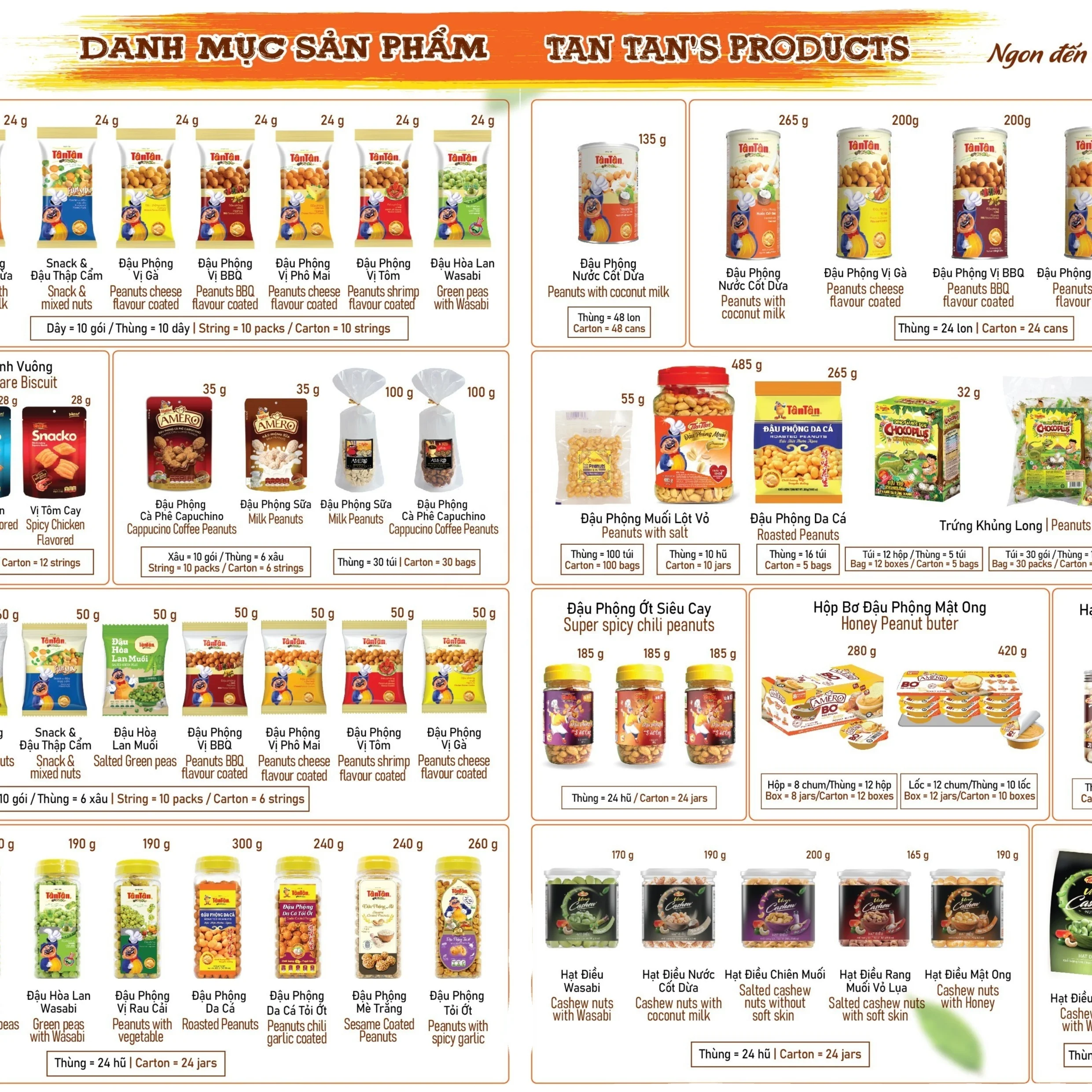 TAN TAN Food Crispy Nuts Snacks Flour Milk  Peanuts Made in Viet Nam Cool Packaging