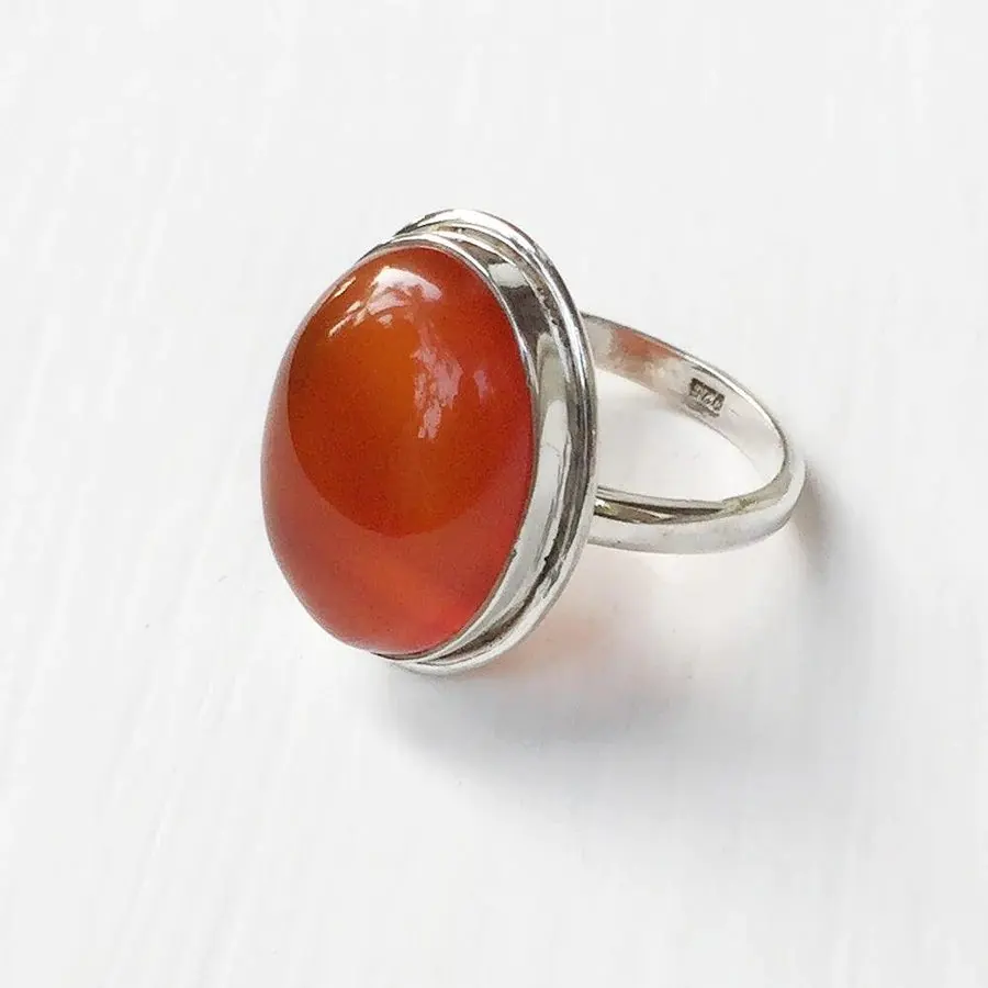 Natural High Quality Carnelian oval Gemstone New Arrival Red onyx oval Gemstone Rings For Women 925 Solid Silver carnelian Ring