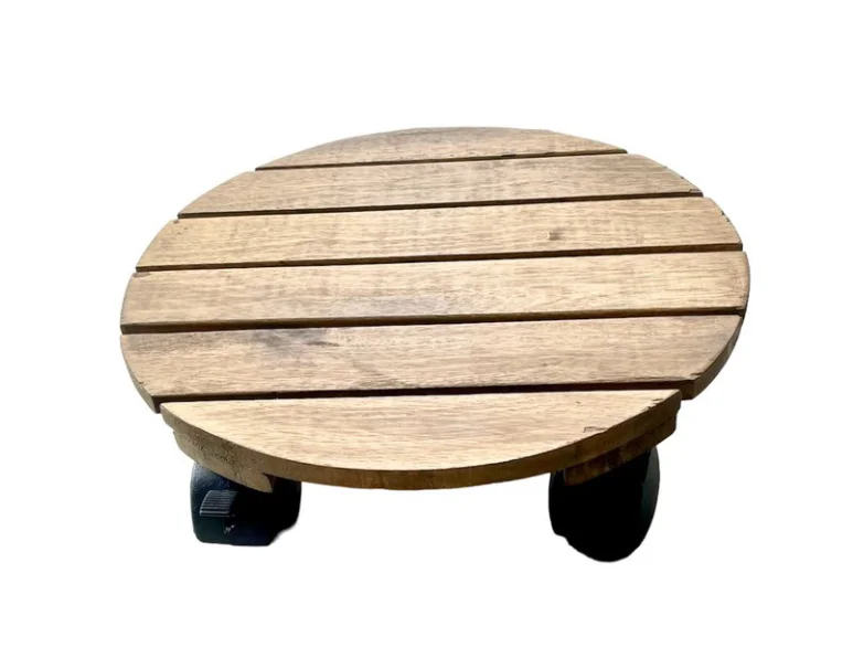 Wood flower plant caddy wood lattice trolley, square & round plant dolly with brakes dia 300 mm