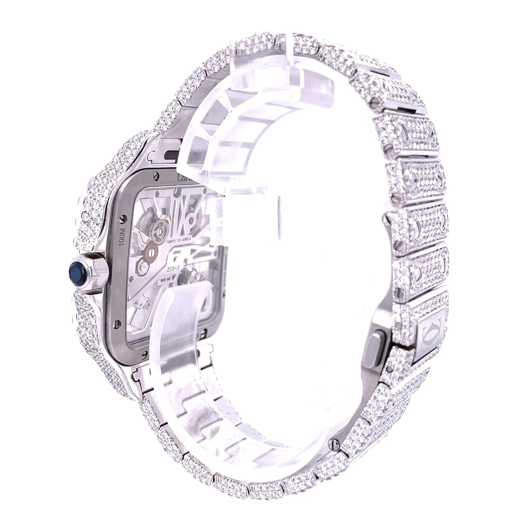 Iced Out Moissanite Diamond Watch Automatic Mechanical In VVS Clarity For Business Mens Rappers Rich Mens